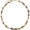 Monica Vinader Beaded Stone Necklace In Gold