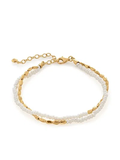 Monica Vinader Gold Mini Nugget Pearl Beaded Bracelet Pearl In 18ct Gold Vermeil On Sterling