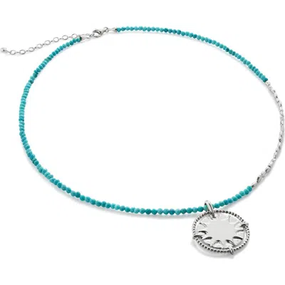 Monica Vinader Beaded Sun Pendant Necklace In Multi