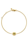 Monica Vinader Bezel Birthstone Station Bracelet In August/peridot/gold