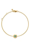 Monica Vinader Bezel Birthstone Station Bracelet In December/turquoise/gold