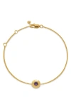 Monica Vinader Bezel Birthstone Station Bracelet In February/amethyst/gold