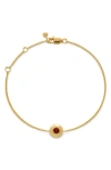 Monica Vinader Bezel Birthstone Station Bracelet In January/red Garnet/gold