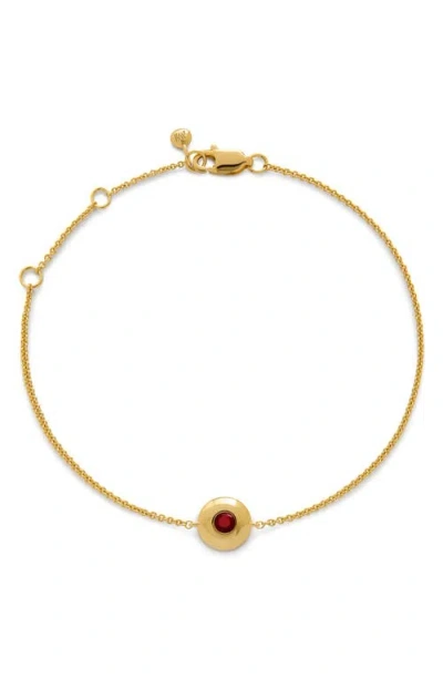 Monica Vinader Bezel Birthstone Station Bracelet In January/red Garnet/gold