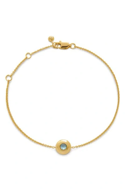 Monica Vinader Bezel Birthstone Station Bracelet In March/aquamarine/gold