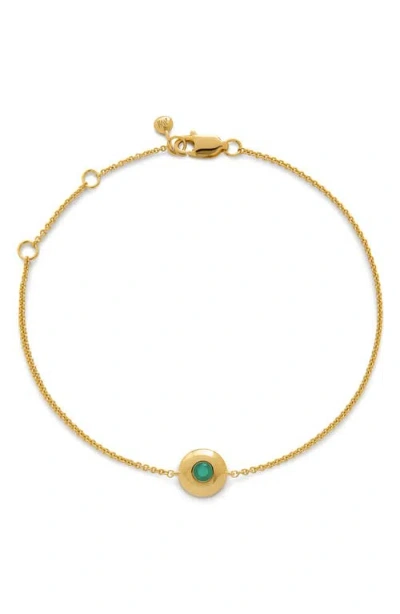 Monica Vinader Bezel Birthstone Station Bracelet In May/emerald/gold