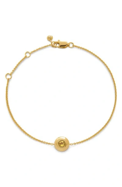 Monica Vinader Bezel Birthstone Station Bracelet In November/citrine/gold