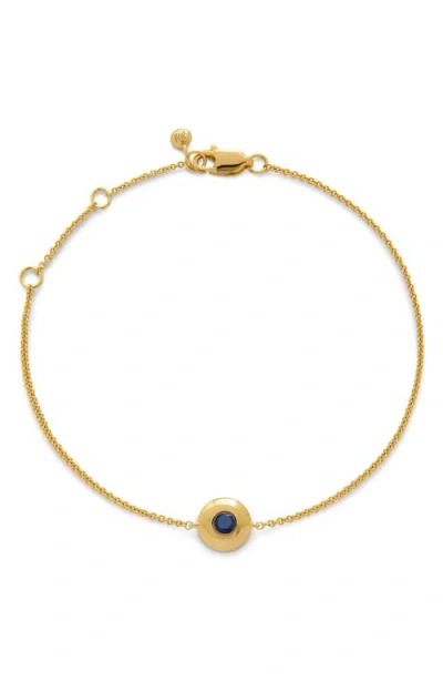 Monica Vinader Bezel Birthstone Station Bracelet In September/blue Sapphire/gold