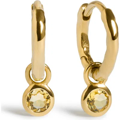 Monica Vinader Birthstone Huggie Hoop Earrings In Gold