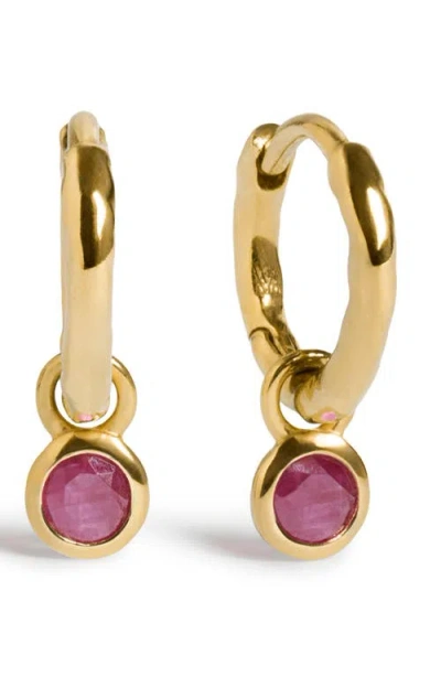Monica Vinader Birthstone Huggie Hoop Earrings In Red