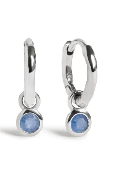 Monica Vinader Birthstone Huggie Hoop Earrings In Silver