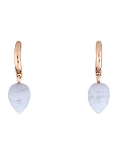 Pre-owned Monica Vinader Blue Lace Agate Fiji Bud Huggie Earrings In Multi