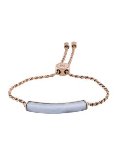 Pre-owned Monica Vinader Blue Lace Agate Friendship Station Bracelet, 8.75" In Multicolor