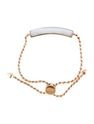 Pre-owned Monica Vinader Blue Lace Agate Linear Stone Station Bracelet, 8.75" In Multi