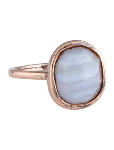 Pre-owned Monica Vinader Blue Lace Agate Siren Cocktail Ring In Multi
