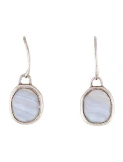 Pre-owned Monica Vinader Blue Lace Agate Siren Wire Drop Earrings In Multi