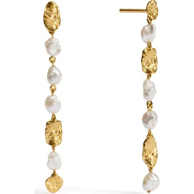 Monica Vinader Capri Freshwater Pearl Drop Earrings In White
