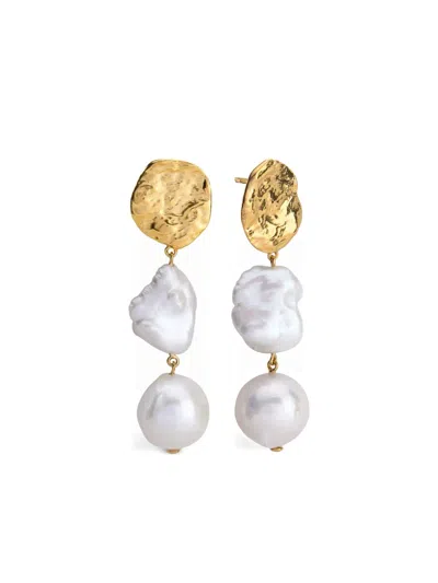 MONICA VINADER CAPRI GOLD-VERMEIL PEARL EARRINGS