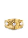 Monica Vinader Womens Capri 18ct Yellow Gold Vermeil And Triple Pearl Ring In Gold