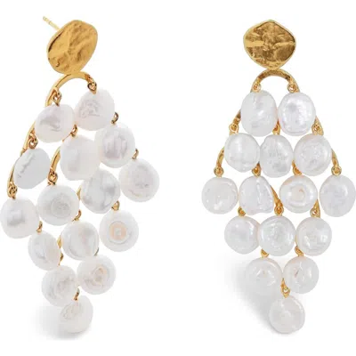 Monica Vinader Womens Yellow Gold Capri 18ct Gold-plated Vermeil Sterling-silver And Keshi-pearl Dro