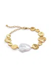 Monica Vinader Gold Capri Keshi Pearl Disc Bracelet Pearl In Gold