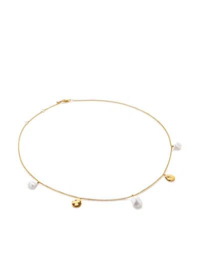 Monica Vinader Capri Charm Necklace In 18ct Gold Vermeil/pearl