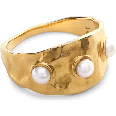 Monica Vinader Capri Triple Freshwater Pearl Stacking Ring In Multi