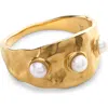 Monica Vinader Capri Triple Freshwater Pearl Stacking Ring In Multi