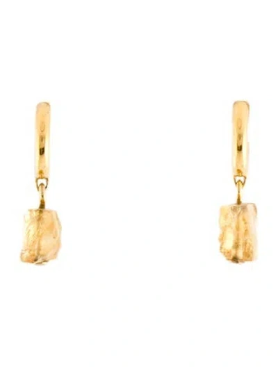Pre-owned Monica Vinader Citrine Gemstone Huggie Earrings In Multi