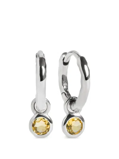 Monica Vinader Birthstone Huggie Hoop Earrings In Metallic