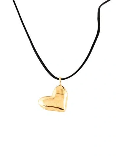 Pre-owned Monica Vinader Corded Heart Locket Necklace, 36" In Black