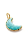 Monica Vinader Gold Crescent Moon Gemstone Pendant Amazonite In Gold Vermeil