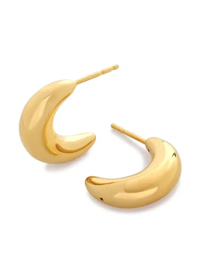 Monica Vinader Gold Crescent Moon Medium Hoop Earrings In 18ct Gold Vermeil