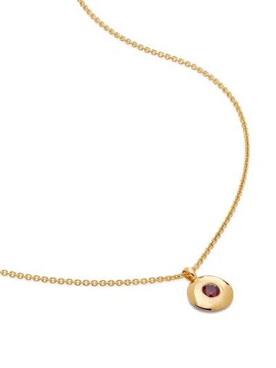 Monica Vinader Crystal-embellishment Round-pendant Necklaces In Brown