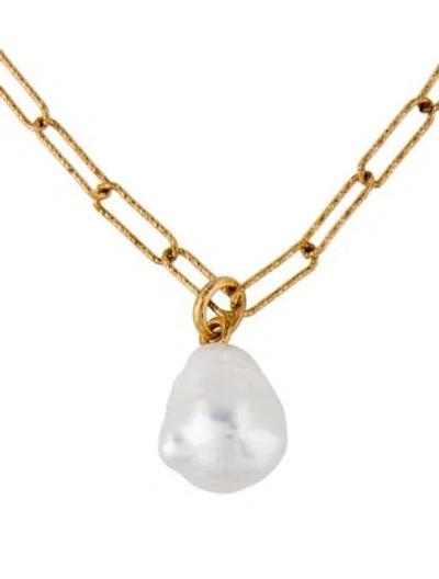 Pre-owned Monica Vinader Cultured Pearl Baroque Pendant Necklace, 18" In Multi