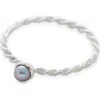 Monica Vinader Corda Skinny Recycled Sterling Silver And Pearl Ring In Silver