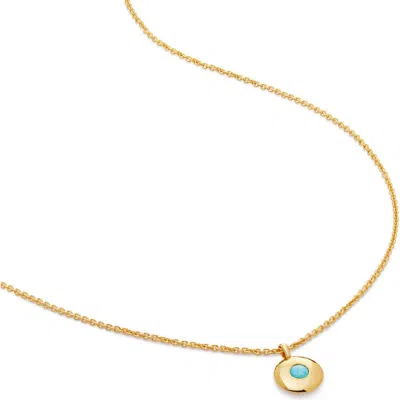 Monica Vinader December Birthstone Turquoise Pendant Necklace In 18k Gold Vermeil/december