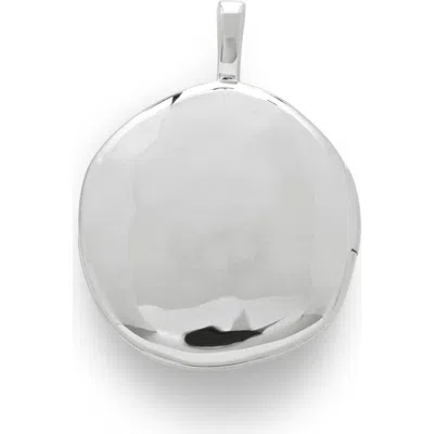 Monica Vinader Deia Round Pebble Locket Pendant Charm In Sterling Silver