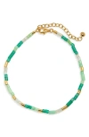 Monica Vinader Womens Delphi Gemstone 18ct Yellow Gold Vermeil And Green Onyx Beaded Bracelet In Blue