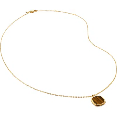 Monica Vinader Delphi Tiger's-eye Pendant Necklace In Gold