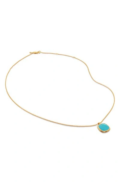 Monica Vinader Delphi Turquoise Pendant Necklace In Yellow Gold