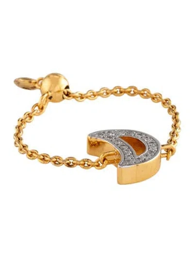 Pre-owned Monica Vinader Diamond Alphabet Moon Adjustable Friendship Ring In Multi