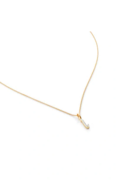 Monica Vinader Diamond Alphabet Pendant Necklace In 18ct Gold Vermeil Sterling I