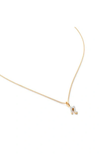 Monica Vinader Diamond Alphabet Pendant Necklace In 18ct Gold Vermeil Sterling N