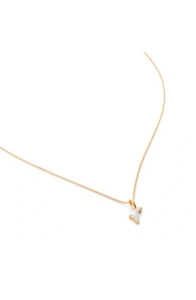 Monica Vinader Diamond Alphabet Pendant Necklace In Gold