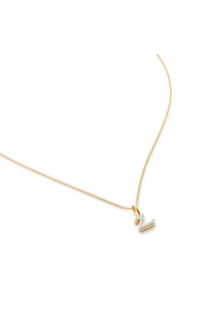 Monica Vinader Diamond Alphabet Pendant Necklace In 18ct Gold Vermeil Sterling Z