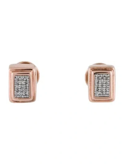Pre-owned Monica Vinader Diamond Baja Deco Stud Earrings In Multi