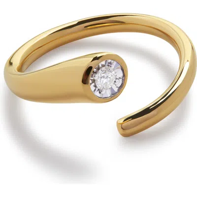 Monica Vinader Diamond Essentials Open Wrap Ring In 18k Gold Vermeil