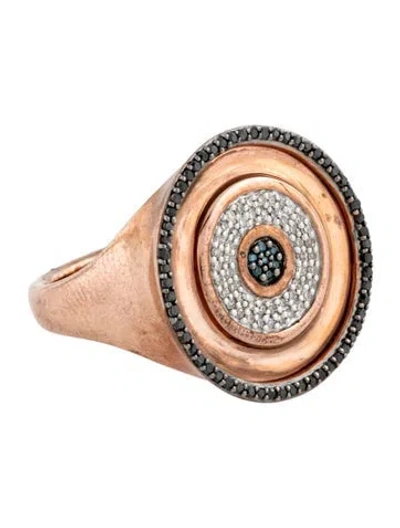 Pre-owned Monica Vinader Diamond Evil Eye Disc Ring In Multicolor