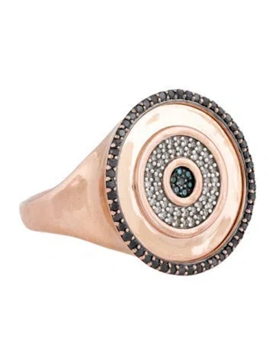 Pre-owned Monica Vinader Diamond Evil Eye Disc Ring In Multicolor